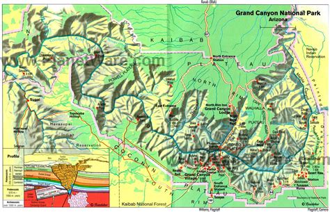 Map Of Arizona Grand Canyon National Park East