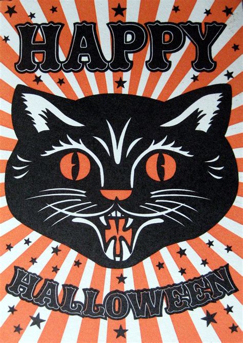 Vintage Halloween Art Heed The Black Cat