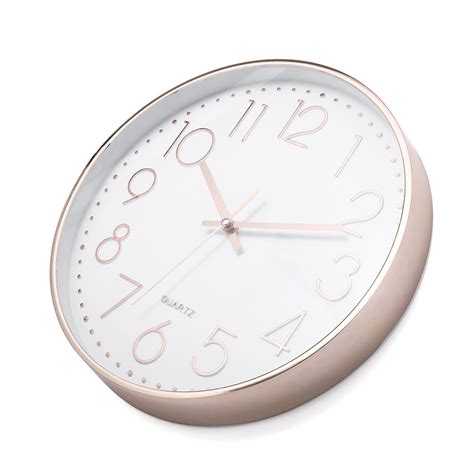 12 Rose Gold Wall Clock Non Ticking Glow Silent Wall Clock Battery