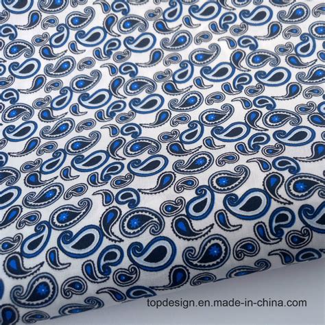 China Blue Paisley Print Spandex Cotton Printed Fabric China Fancy