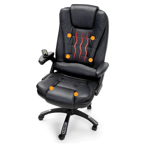 Gaming office chair desk with adjustable headrest and back support. The Heated Massaging Executive Chair - Hammacher Schlemmer
