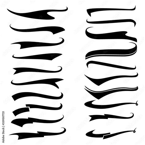 Swoosh And Swash Text Tails Vector Set Font Tail For Baseball Sport