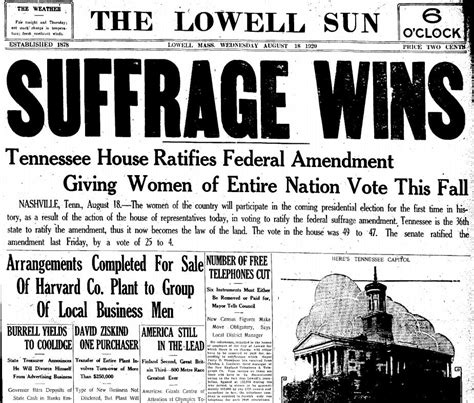 This Day In History 19th Amendment Ratified Thanks To One Vote 1920