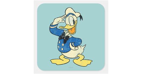Donald Duck Vintage Square Sticker Zazzle
