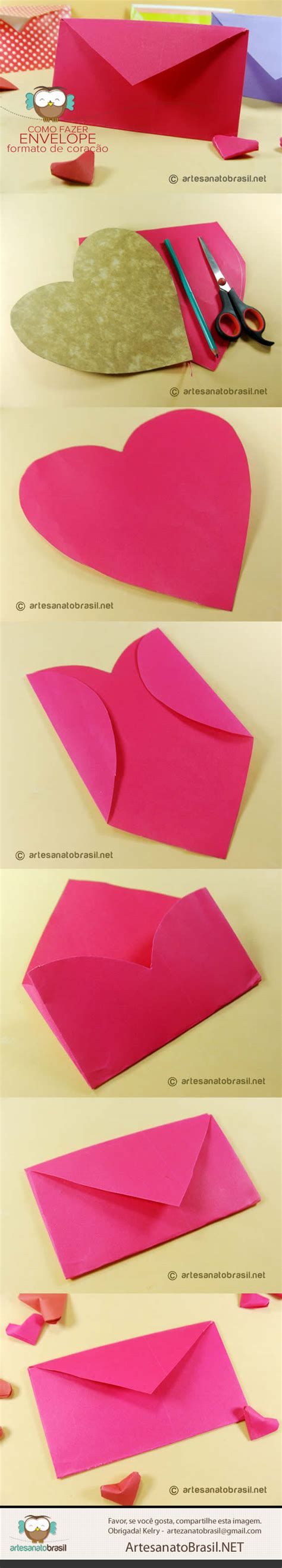 Como Fazer Envelope De Carta Com Dobradura De Coração Diy Envelope