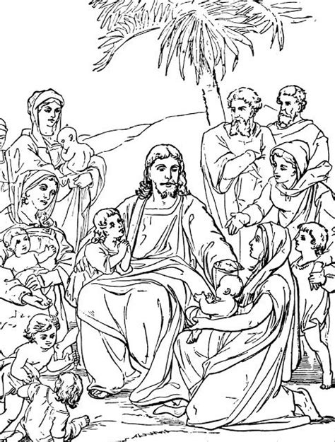 Free Printable Jesus And The Little Children Bible Story Coloring Page