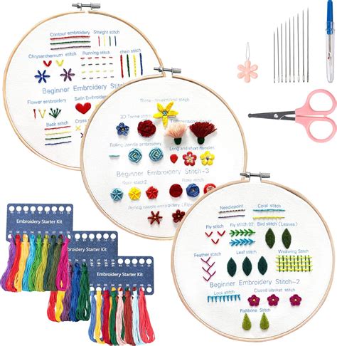 Glglma 3 Sets Embroidery Kit For Beginnerscross Stitch