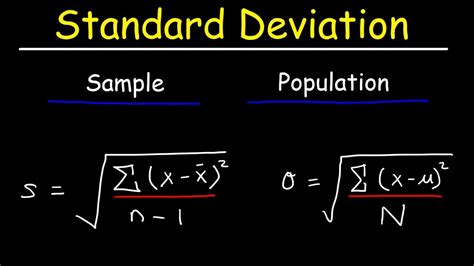 standard deviation formula statistics variance sample and population mean youtube
