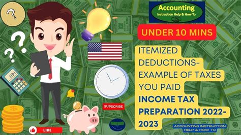 Itemized Deductions Example Of Taxes You Paid Income Tax 2023 Youtube