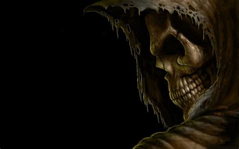 Grim Reaper Death Dark Skull Hood Eyes Evil Scary Spooky