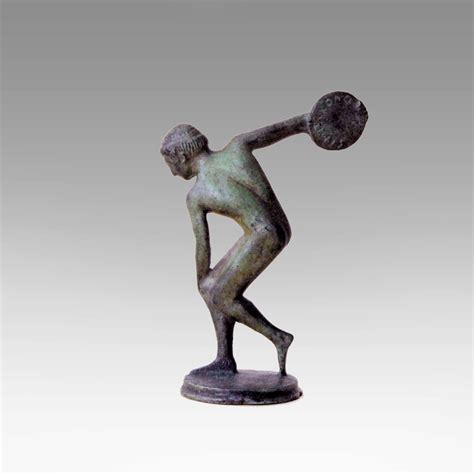 bronze sculpture greek discus thrower athlete statue ancient