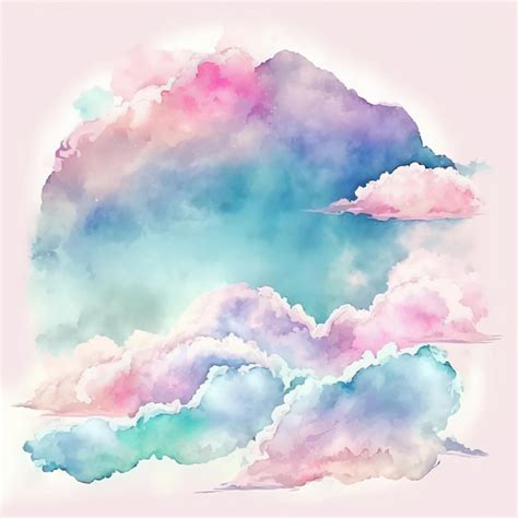 Premium Photo Hand Painted Watercolor Pastel Sky Background