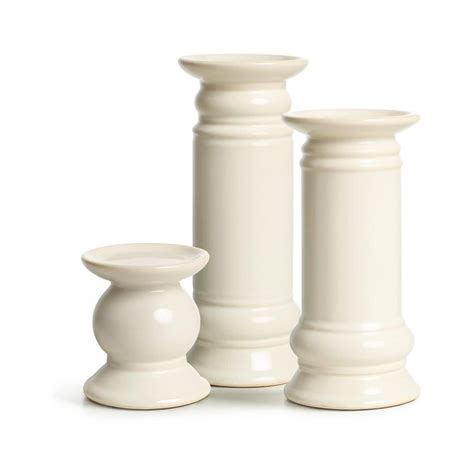 Ceramic Pillar Pedestal Candle Holder For Dining Table Dongsheng
