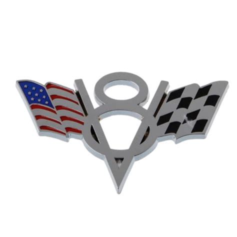 Metal V8 American Flag Car Emblem Universal 3d Badge Sticker Decal For