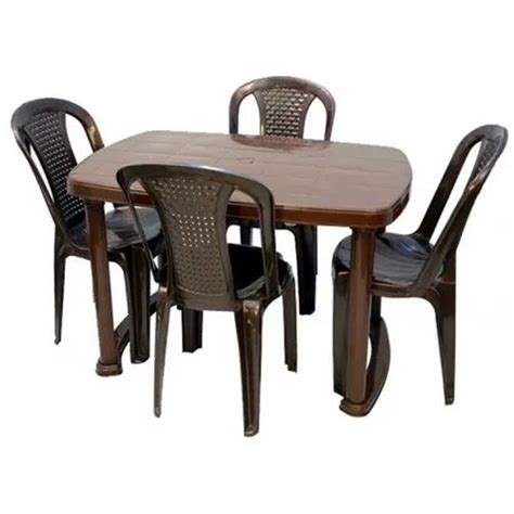 Brown Polypropylene Plastic 4 Seater Dinning Table Set For Home At Rs