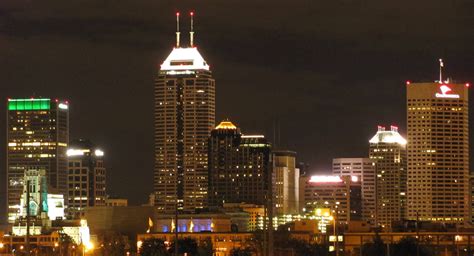 The Indianapolis Skyline At Night City Of Indianapolis Indianapolis