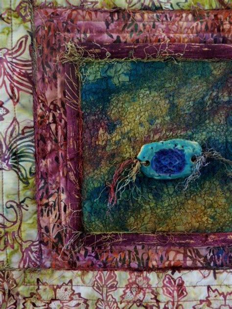 Mixed Media Fiber Art Nuno Felting Embellished Batik Quilt Etsy