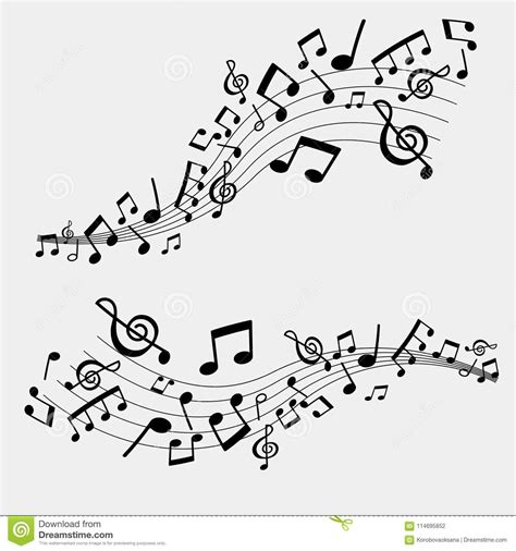 Illustration Of Musical Notes Black And White Color Stock Illustration