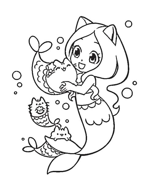 Pusheen And Mermaid Coloring Page Download Print Or Color Online For