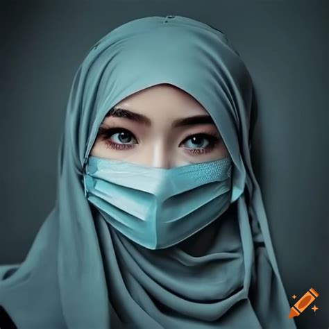 Girl Wearing A Hijab And Mask