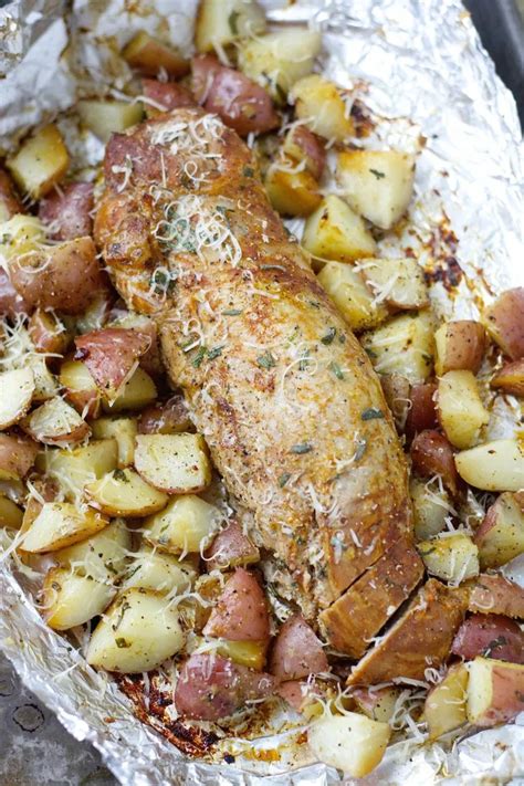 Scott conant says this recipe is a perfect reflection of his heritage. Grilled Herb Crusted Potatoes and Pork Tenderloin Foil Packet | Maebells | Pork tenderloin ...
