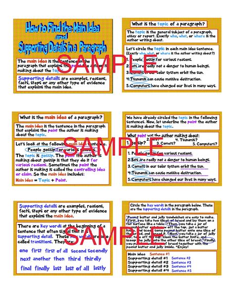 How To Find The Main Idea And Supporting Details In A Paragraph Grades