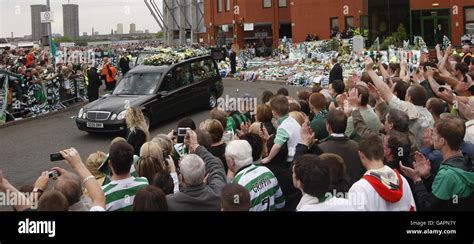 The Funeral Procession Of Celtic Legend Tommy Burns Drives Past Celtic