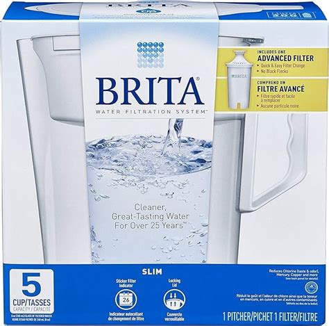 Brita 689358587687 Pichet à eau fin avec filtre avancé Blanc Taille 5