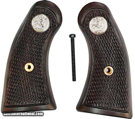 Colt Police Positive Walnut Checkered Grips With Medallions For Sale