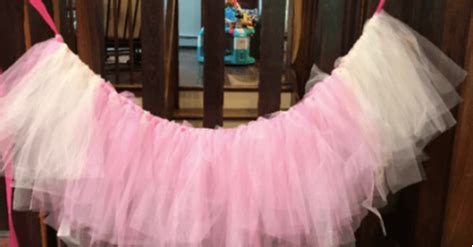 I hot glued the ribbon to tutu. DIY High Chair Tutu | Tulle Tutu Perfect for Baby's First Birthday - Gen Y Mama