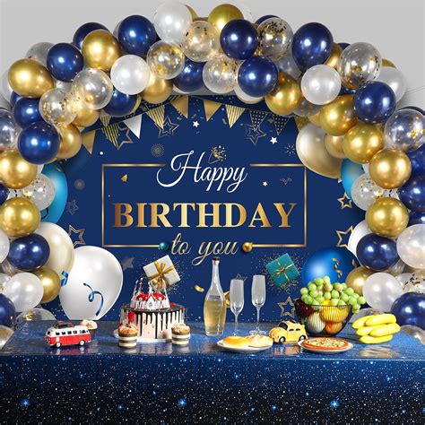 Navy Blue And Gold Blue And Gold Birthday Confetti Balloons Kit Set 50