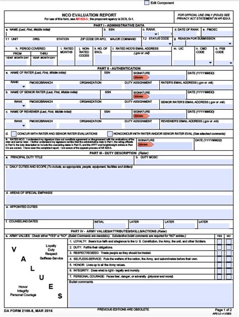 Army Ncoer Form Fillable Printable Forms Free Online