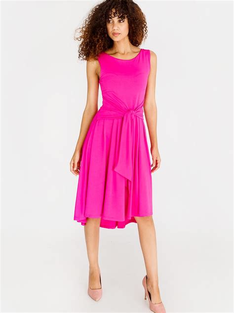 Flared Dress With Front Ties Cerise Pink Edit Casual Superbalist Com
