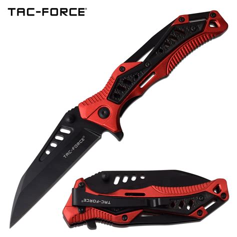 Edc Pocket Knife Spring Assisted Opening Knife Black Red Han