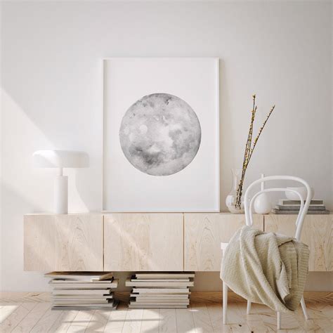 Moon Wall Art Set Of 3 Moon Prints Minimalist Moon Art Etsy Uk