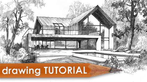 Best house drawing freelance services online. Drawing tutorial - how to draw a modern house - YouTube