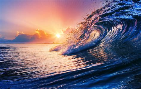 Wallpaper Sea Water Sunset The Ocean Wave Sky Sea Ocean Blue