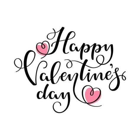 Happy Valentines Day Handwritten Calligraphy Text On A White Background
