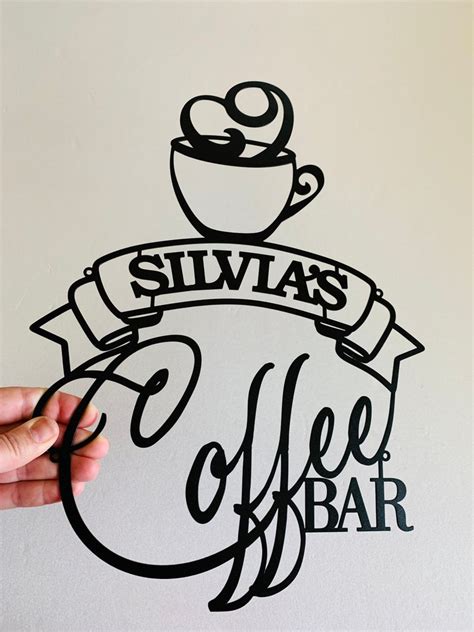 Personalized Coffee Bar Metal Name Sign Custom Laser Cut Cup Etsy