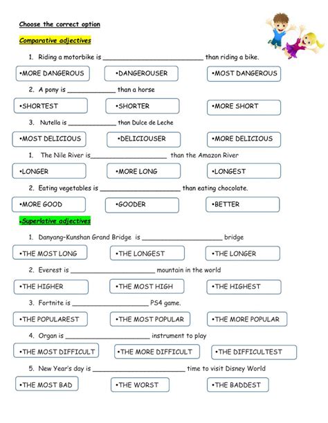 Comparative And Superlative Adjectives Interactive Worksheet