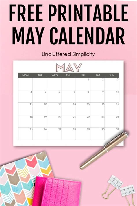Free Printable May Calendars For 2020 Organize And Declutter Calendar
