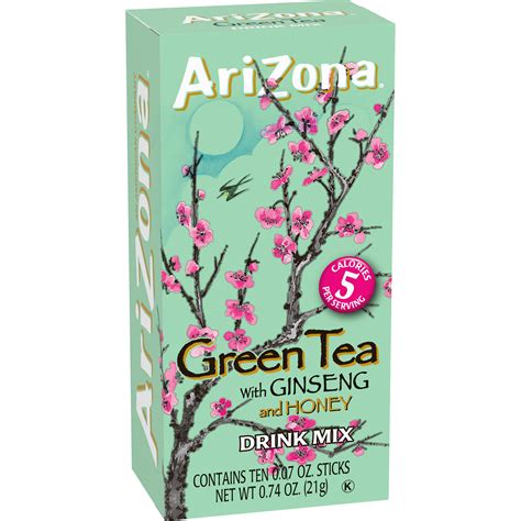 Arizona Green Tea With Ginseng And Honey Naturally Flavored Powdered Drink Mix 120 Ct Pack 12