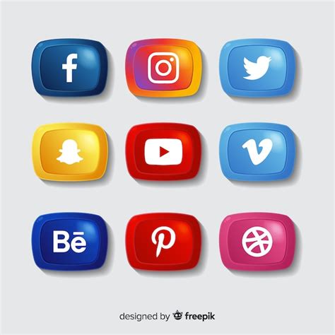 Free Vector Collection Of Colorful Social Media Buttons