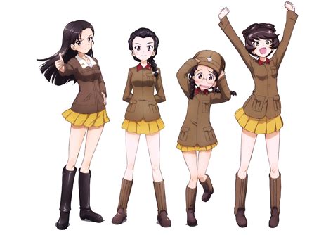 Nishi Kinuyo Fukuda Hosomi And Tamada Girls Und Panzer Drawn By