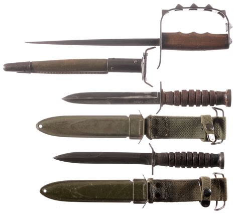 Two Us Marked M3 Fighting Knives With Scabbards Trench Knife Rock