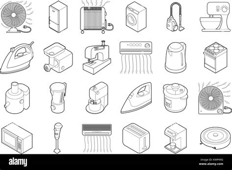 Home Appliances Icon Set Outline Style Stock Vector Image And Art Alamy