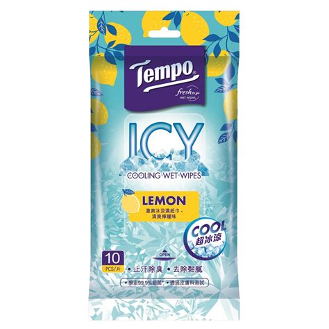 Tempo Icy Cooling Wet Wipes Lemon 10pcs Mannings Online Store
