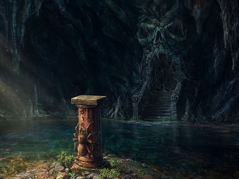 Wallpaper Forest Fantasy Art Reflection Cave Jungle