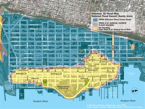 New Hoboken Flood Map With Water Levels Post Hurricane Sandy Fema