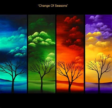 Four Seasons Painting Painting Abstract Tree Painting Modern Painting